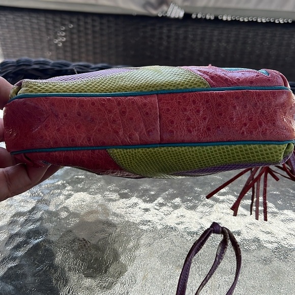 ✨ Vintage Sharif Multicolor Patchwork Leather Crossbody Bag Tassel Festival Boho - Picture 8 of 12